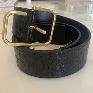 Mango women’s belt faux black croc with gold buckle size small